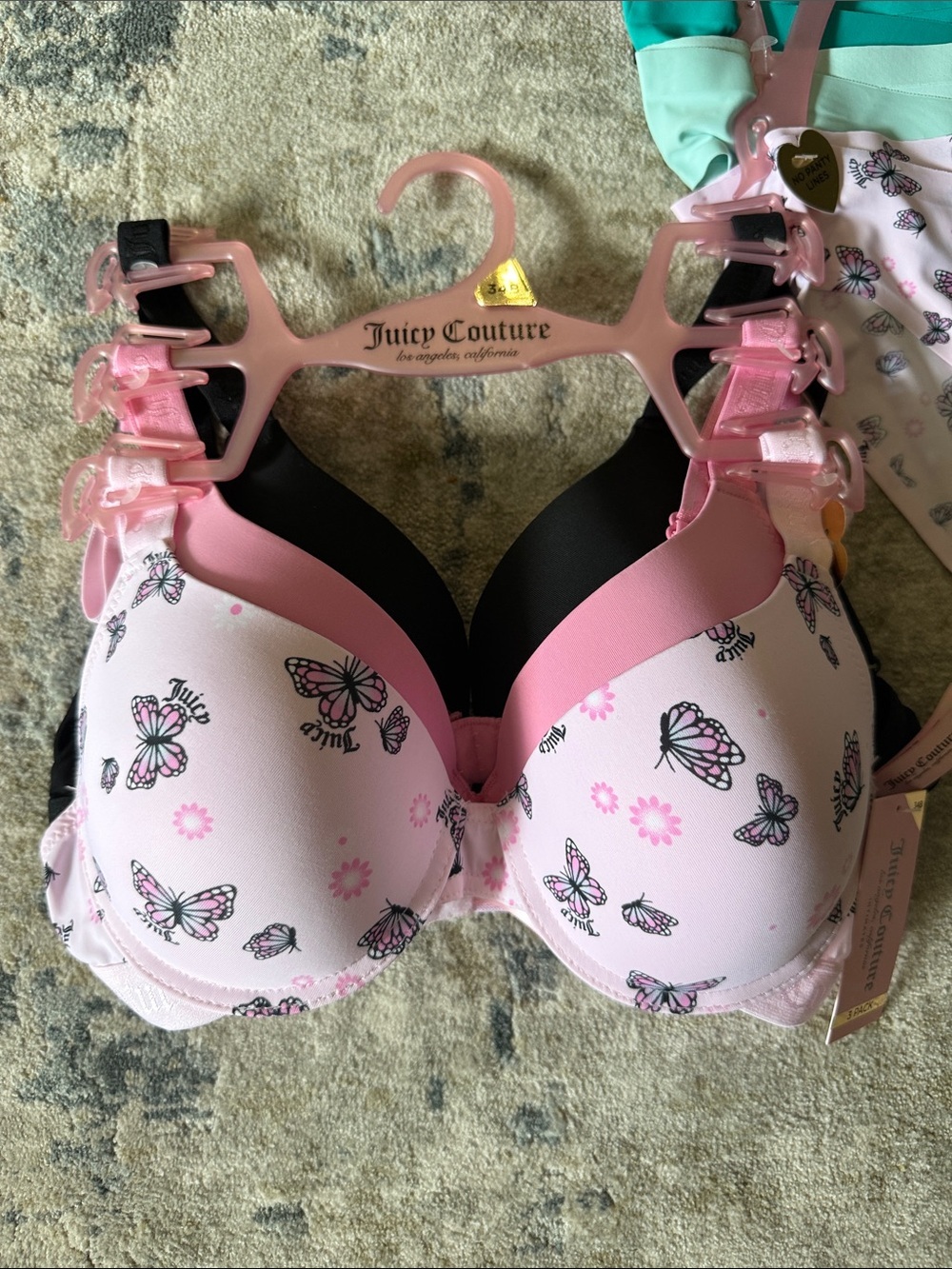 NWT Juicy Couture Three Pack Black & Pink Push Up Bras - Picture 3 of 4